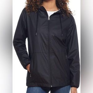 Weatherproof rain slicker jacket zip up hoodie sweater sweatshirt coat Black new